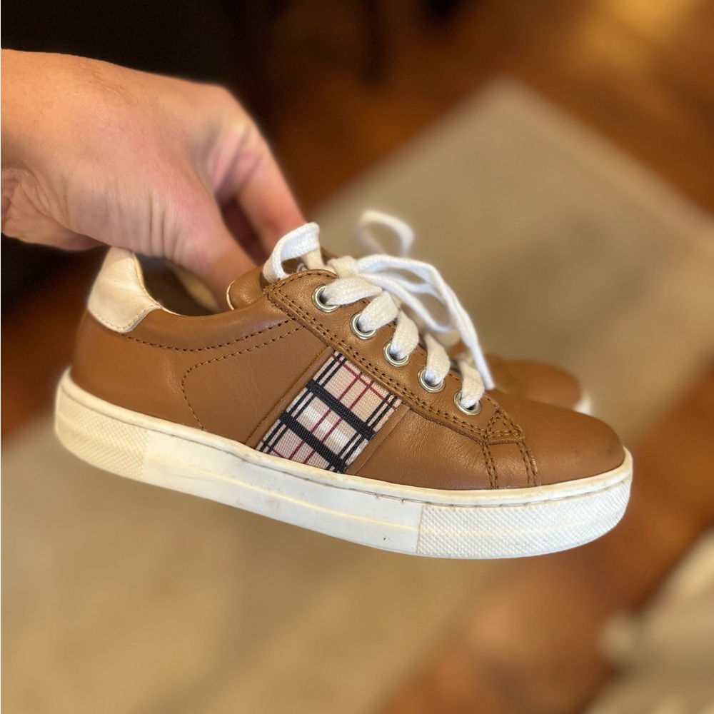 Italian Cognac Brown Leather Boys Shoes with “Burberry” like details by Naturino